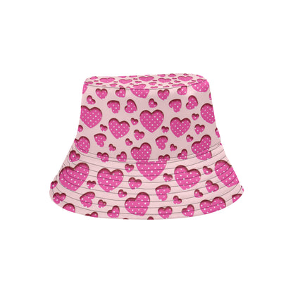 Heart Pink Pattern Print Design HE06 Unisex Bucket Hat
