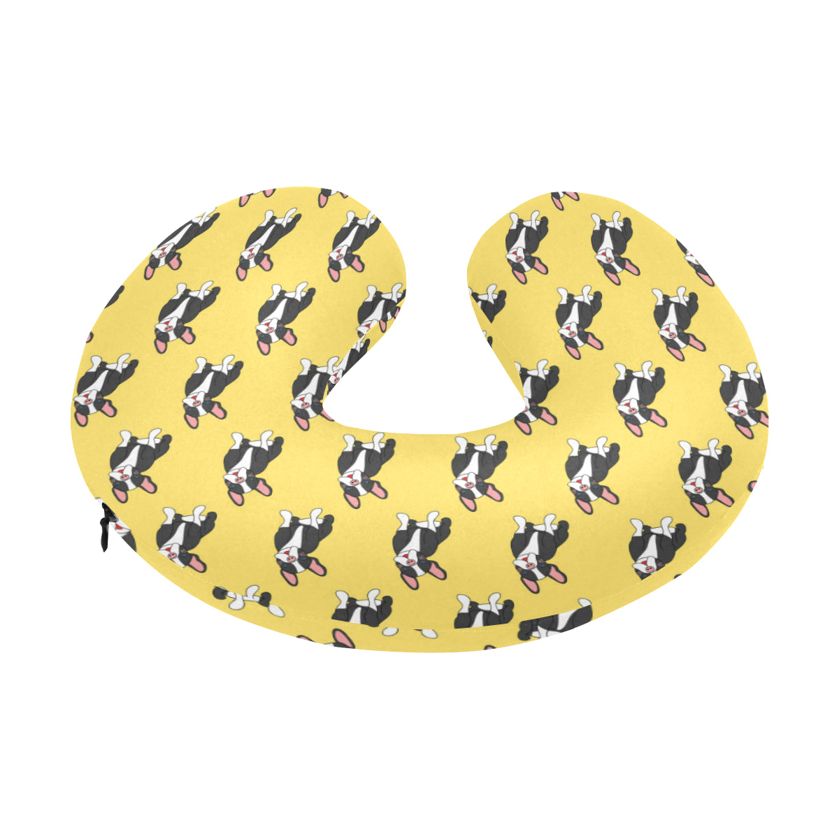 Boston Terrier Pattern Print Design 06 U-Shaped Travel Neck Pillow