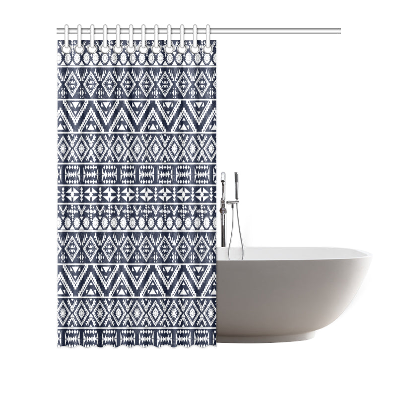 Blue White Tribal Aztec Shower Curtain