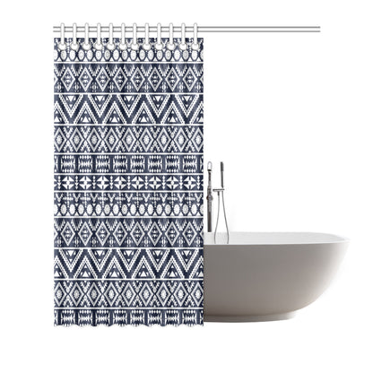 Blue White Tribal Aztec Shower Curtain