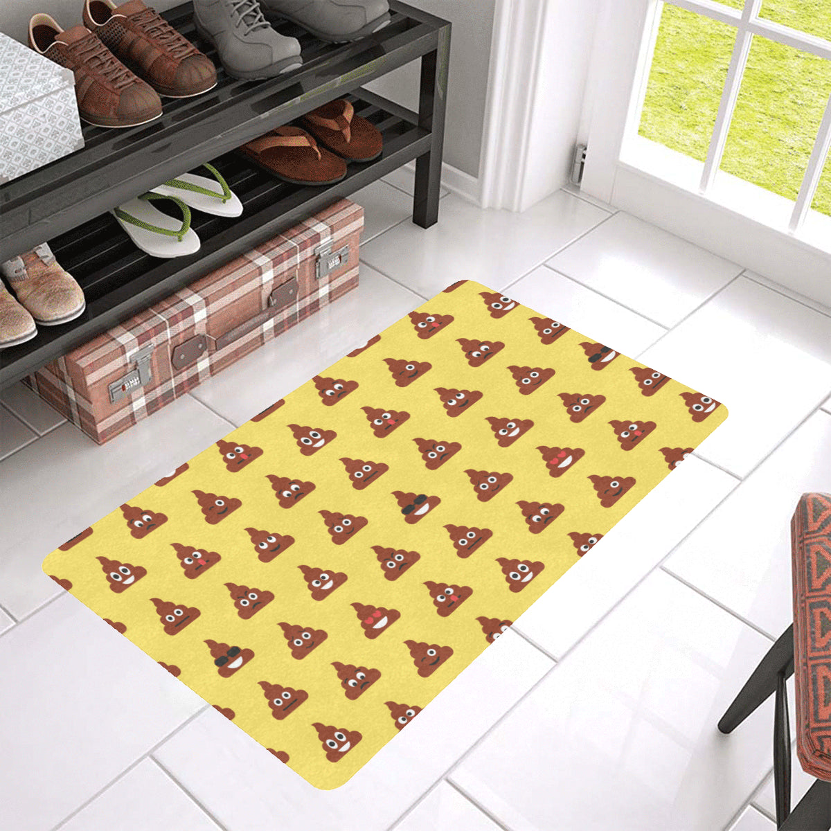 Emoji Poop Print Pattern Rubber Doormat