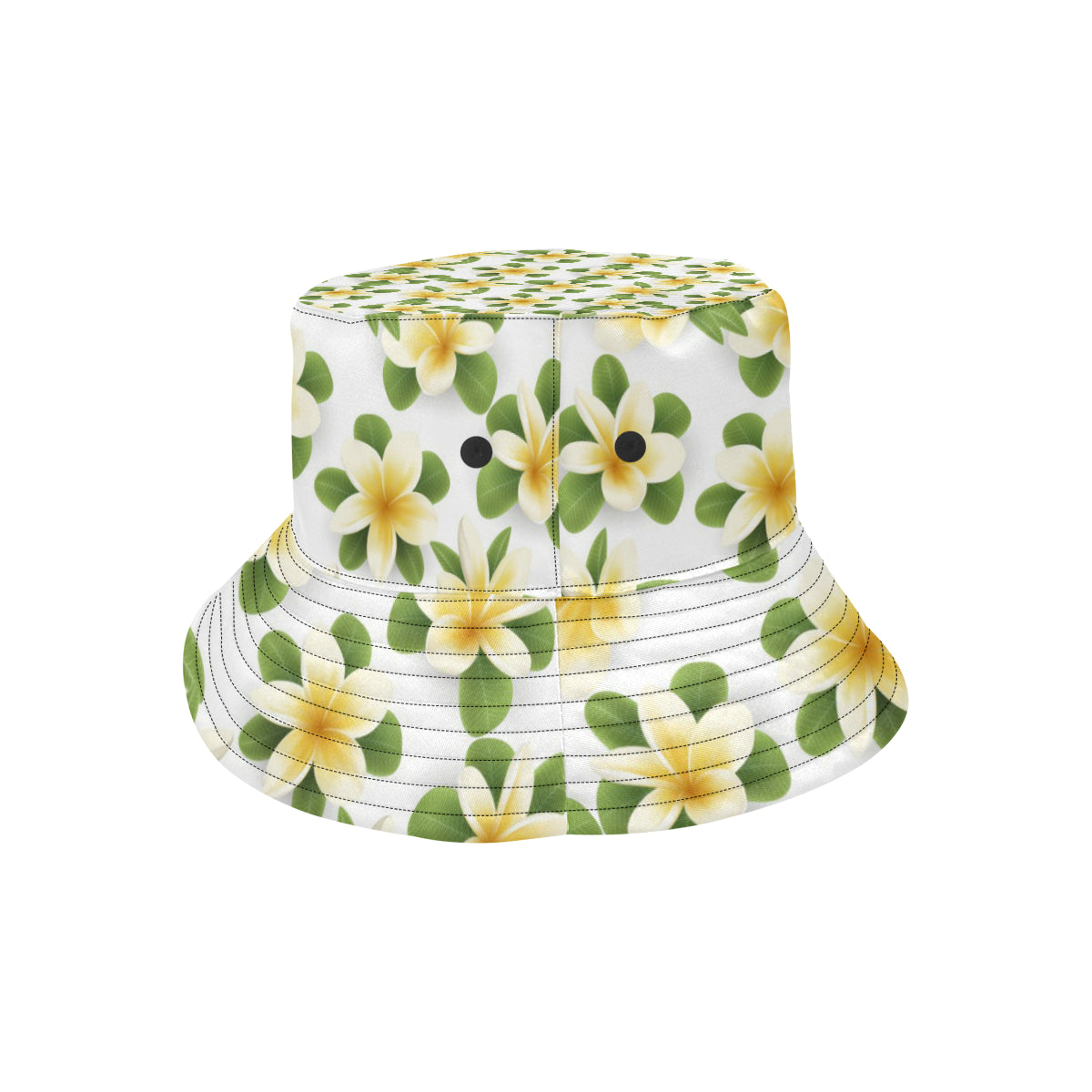 Yellow Plumeria Pattern Print Design PM012 Unisex Bucket Hat
