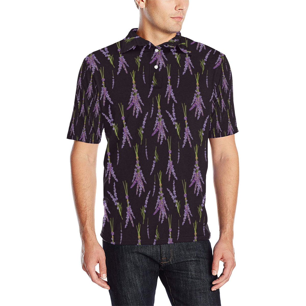 Lavender Pattern Print Design LV05 Men Polo Shirt