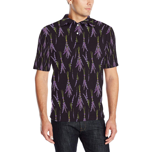 Lavender Pattern Print Design LV05 Men Polo Shirt