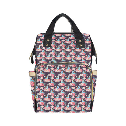 Bluebird Pattern Print Design 02 Diaper Bag Backpack
