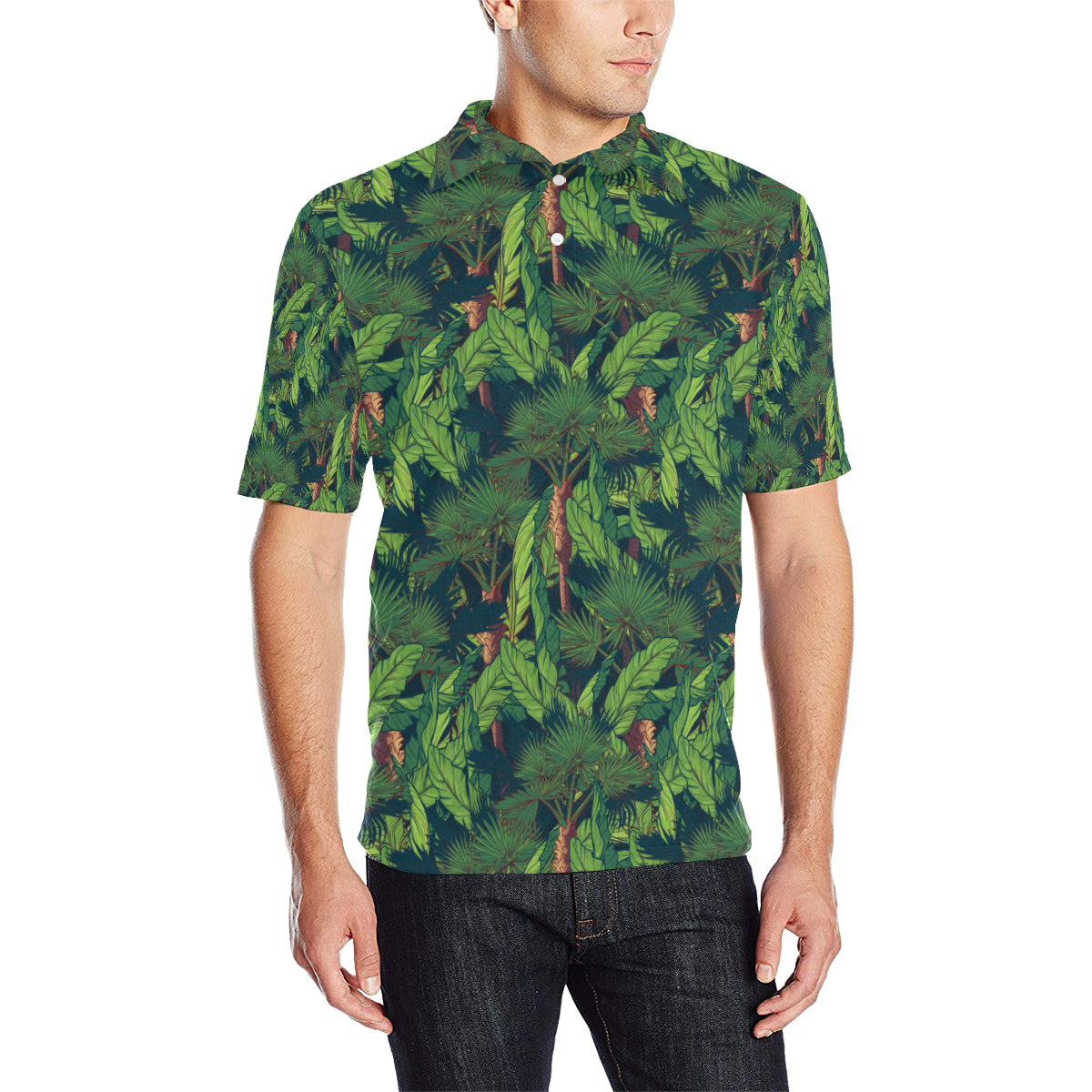 Rainforest Pattern Print Design A01 Men Polo Shirt