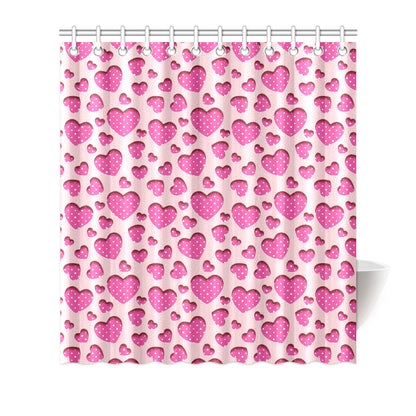 Heart Pink Pattern Print Design HE06 Shower Curtain
