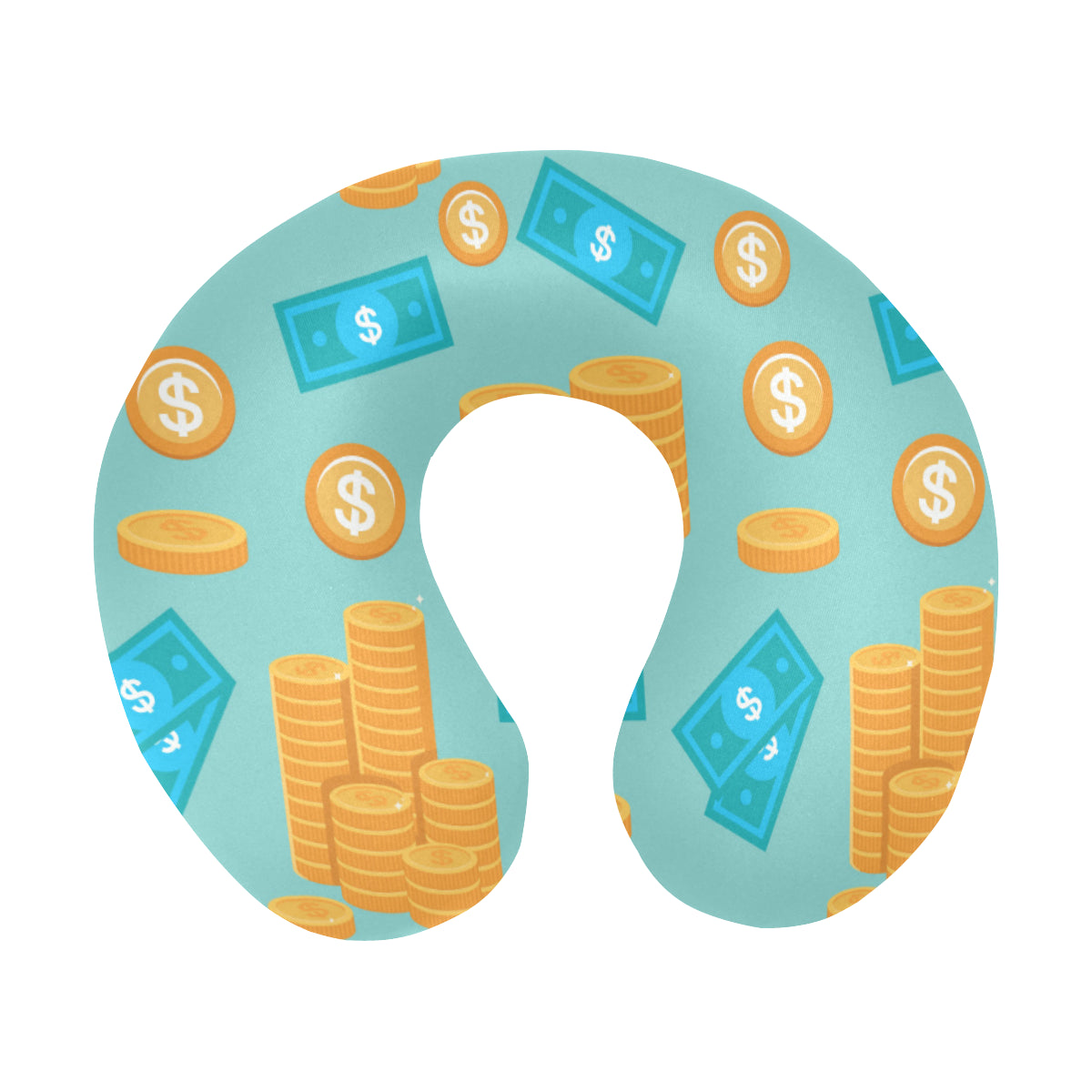 Money Pattern Print Design 03 U-Shaped Travel Neck Pillow