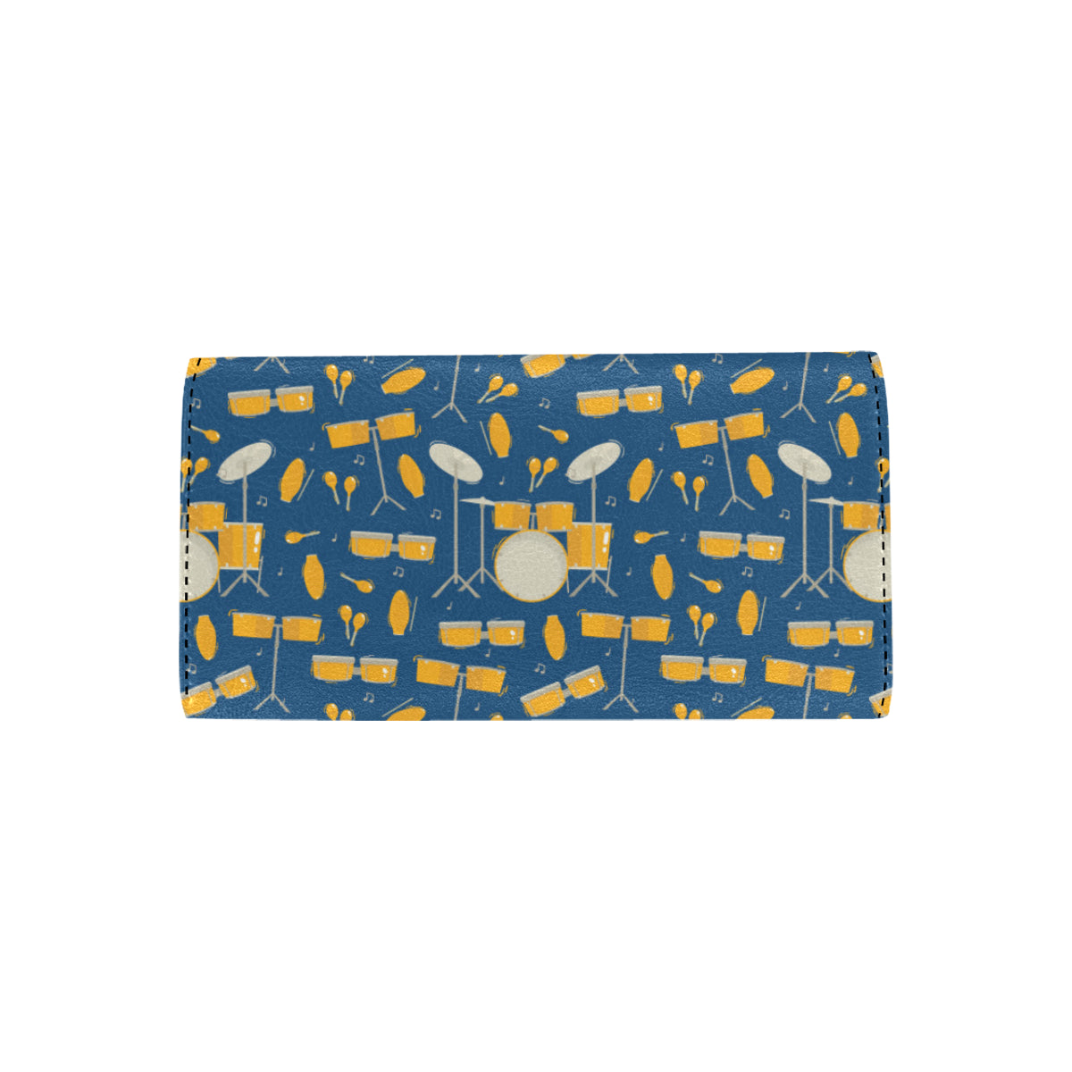 Drum Set Pattern Print Design 03 Women's Trifold Wallet