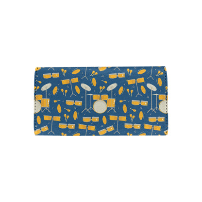 Drum Set Pattern Print Design 03 Women's Trifold Wallet