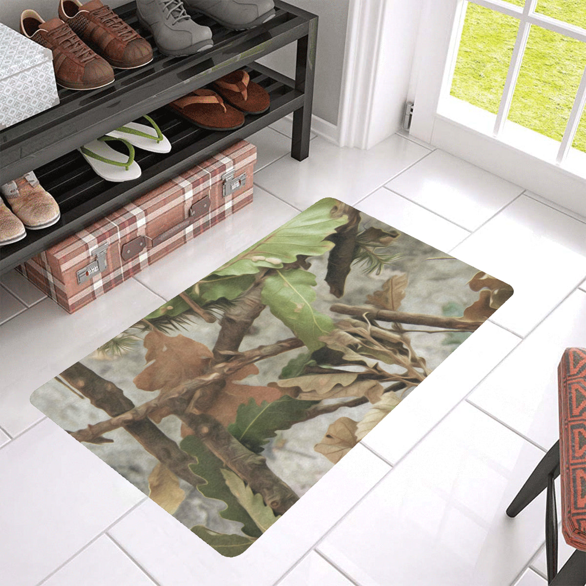 Camo Realistic Tree Forest Print Rubber Doormat