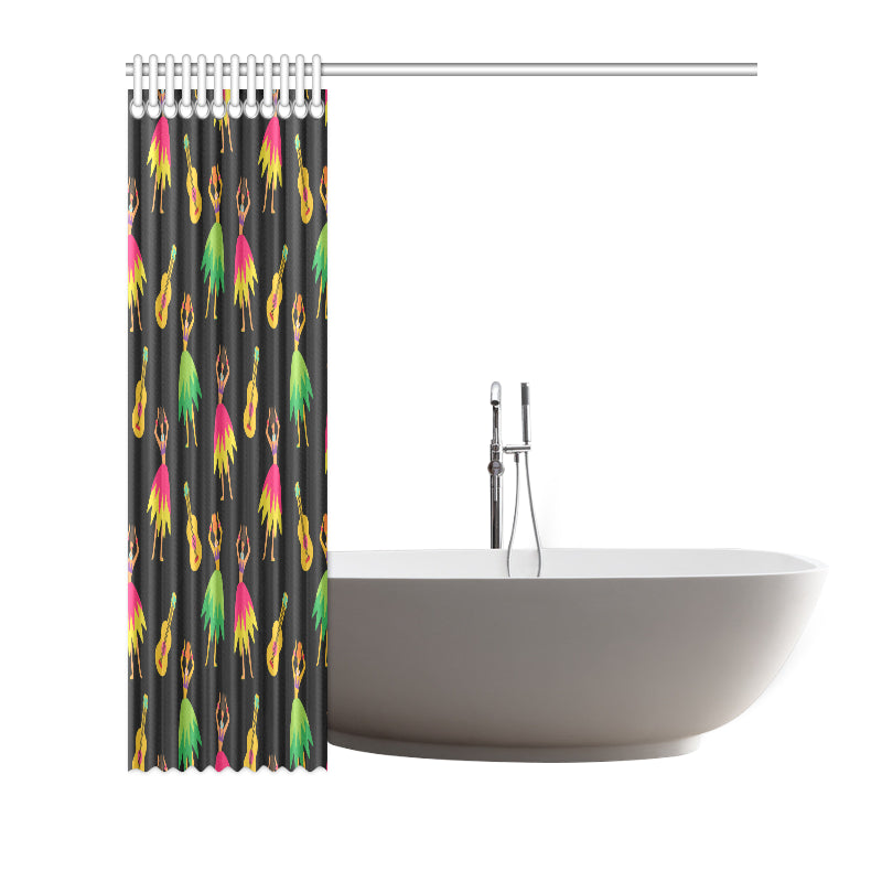 Hula Dancers Hawaiian Girl Pattern Print Design 03 Shower Curtain