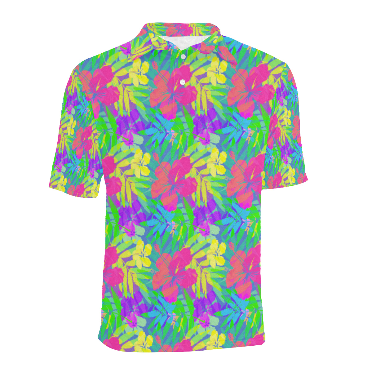 Neon Tropical Pattern Print Design A03 Men Polo Shirt