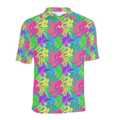 Neon Tropical Pattern Print Design A03 Men Polo Shirt