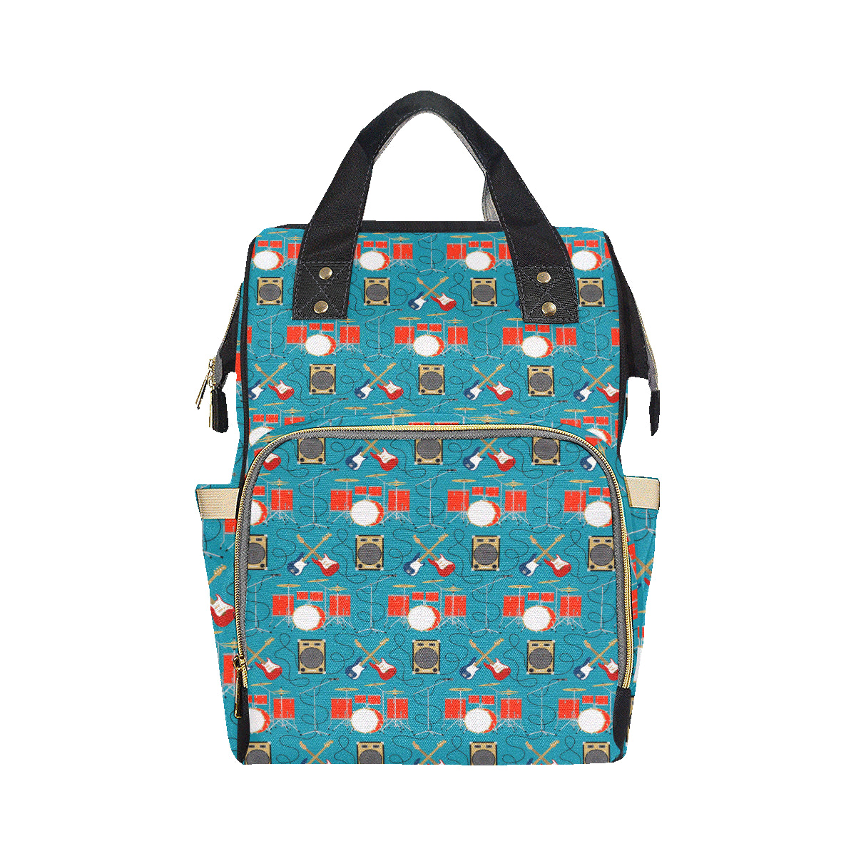 Drum Set Guitar Pattern Print Design 02 Diaper Bag Backpack