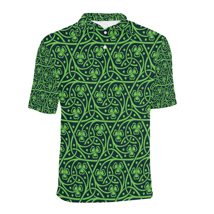 Shamrock Themed Print Men Polo Shirt