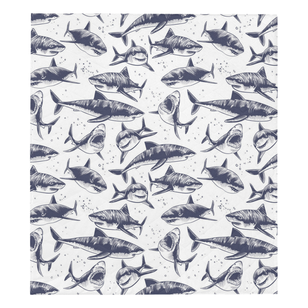Great White Shark Pattern Print Design 02 Premium Quilt