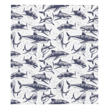 Great White Shark Pattern Print Design 02 Premium Quilt