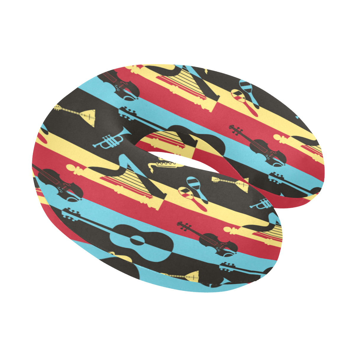 Jazz Pattern Print Design 02 U-Shaped Travel Neck Pillow