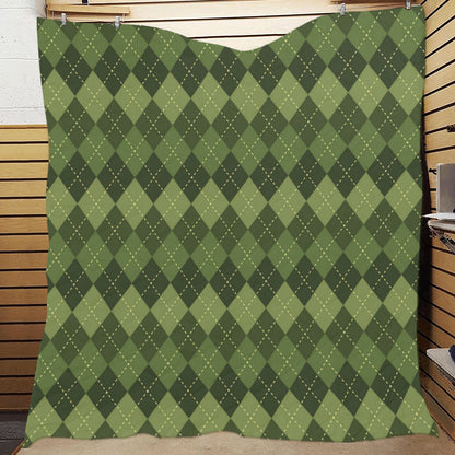 Argyle Green Pattern Print Design 01 Premium Quilt