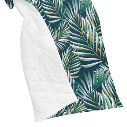 Sun Spot Tropical Palm Leaves Premium Quilt