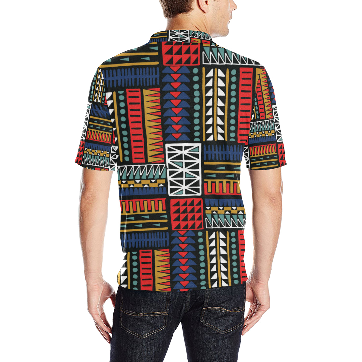 Kente Pattern Print Design 02 Men Polo Shirt