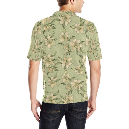 Lily Pattern Print Design LY06 Men Polo Shirt