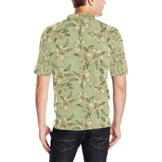 Lily Pattern Print Design LY06 Men Polo Shirt