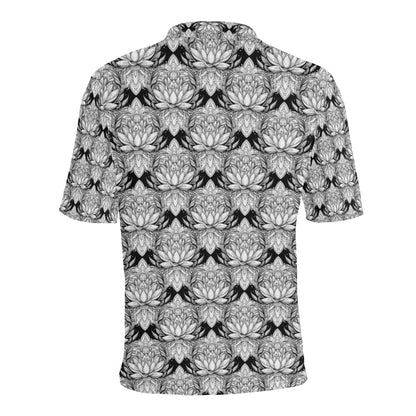 Lotus Mandala Print Pattern Men Polo Shirt
