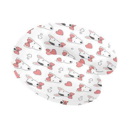 Bull Terriers Pattern Print Design 08 U-Shaped Travel Neck Pillow