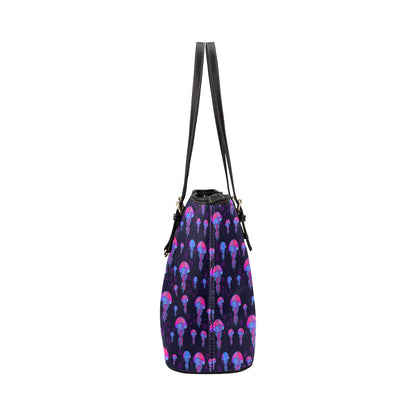 Jellyfish Neon Print Leather Tote Bag