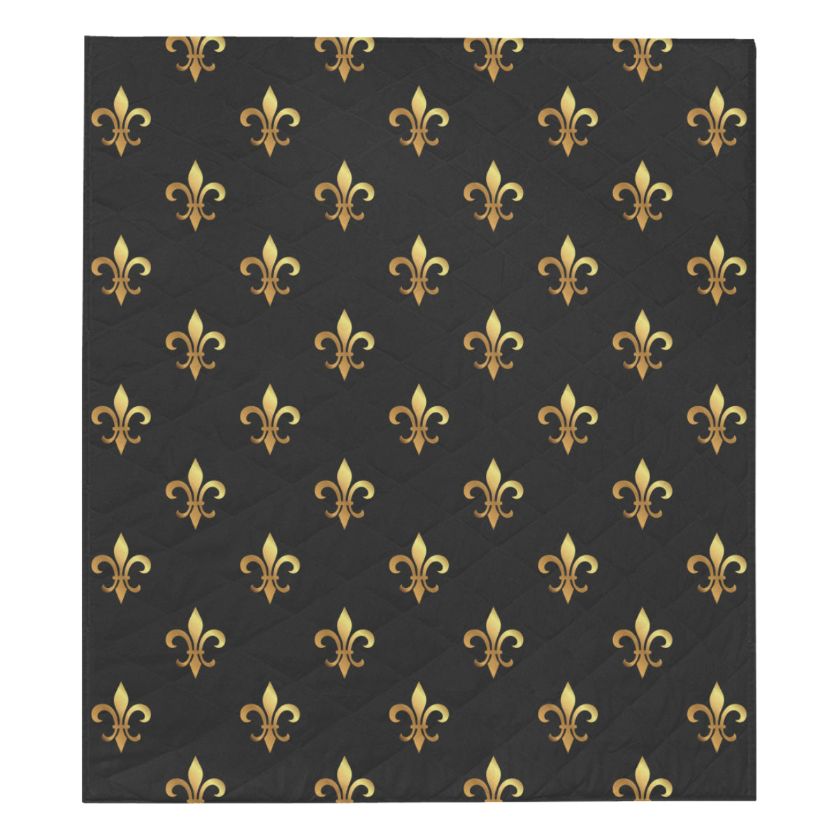 Fleur De Lis Gold Pattern Print Design 03 Premium Quilt