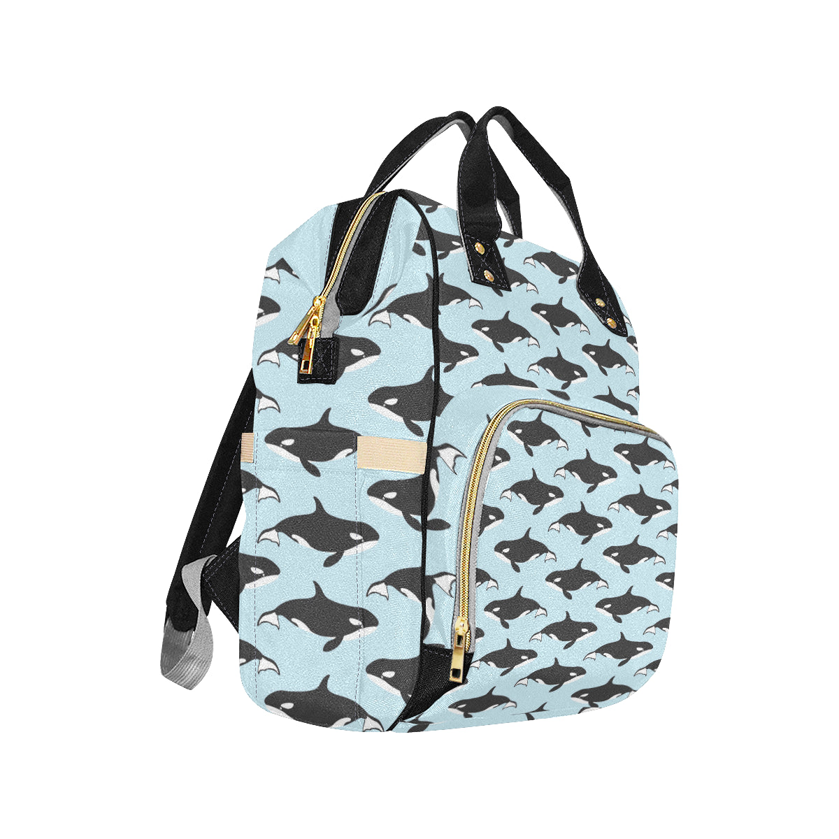 Killer Whale Pattern Print Design 01 Diaper Bag Backpack
