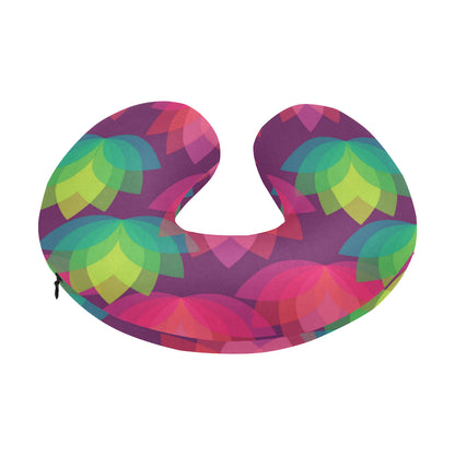 Lotus Pattern Print Design 02 U-Shaped Travel Neck Pillow