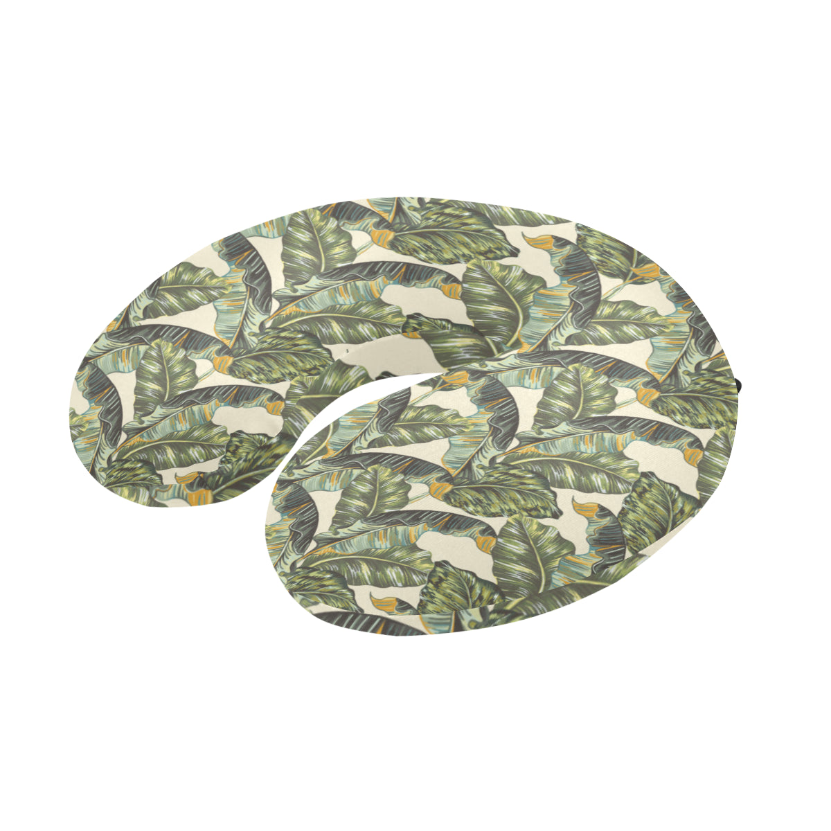 Banana Leaf Pattern Print Design 04 U-Shaped Travel Neck Pillow