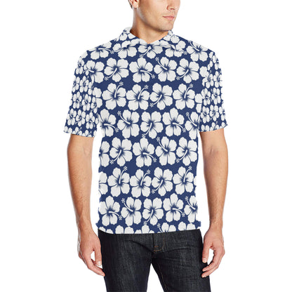 Hibiscus Pattern Print Design HB013 Men Polo Shirt