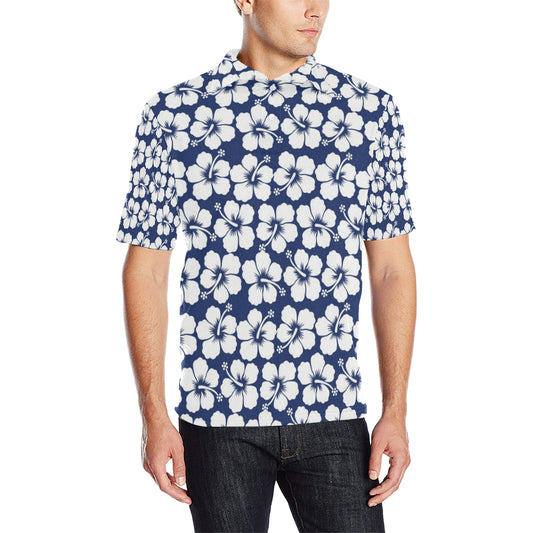 Hibiscus Pattern Print Design HB013 Men Polo Shirt
