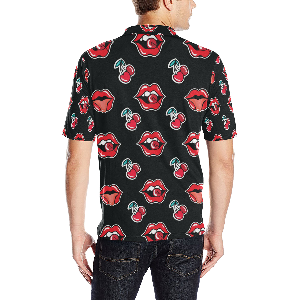 Cherry Pattern Print Design CH04 Men Polo Shirt