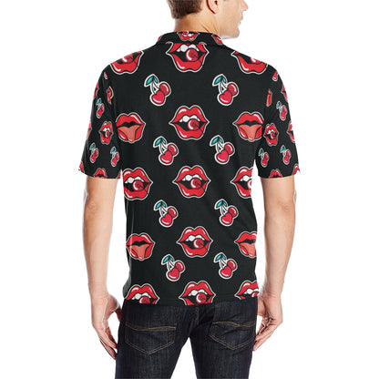 Cherry Pattern Print Design CH04 Men Polo Shirt