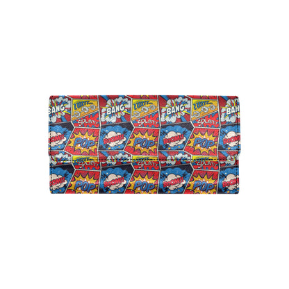 Comic Book Pattern Print Design 03 Women's Trifold Wallet