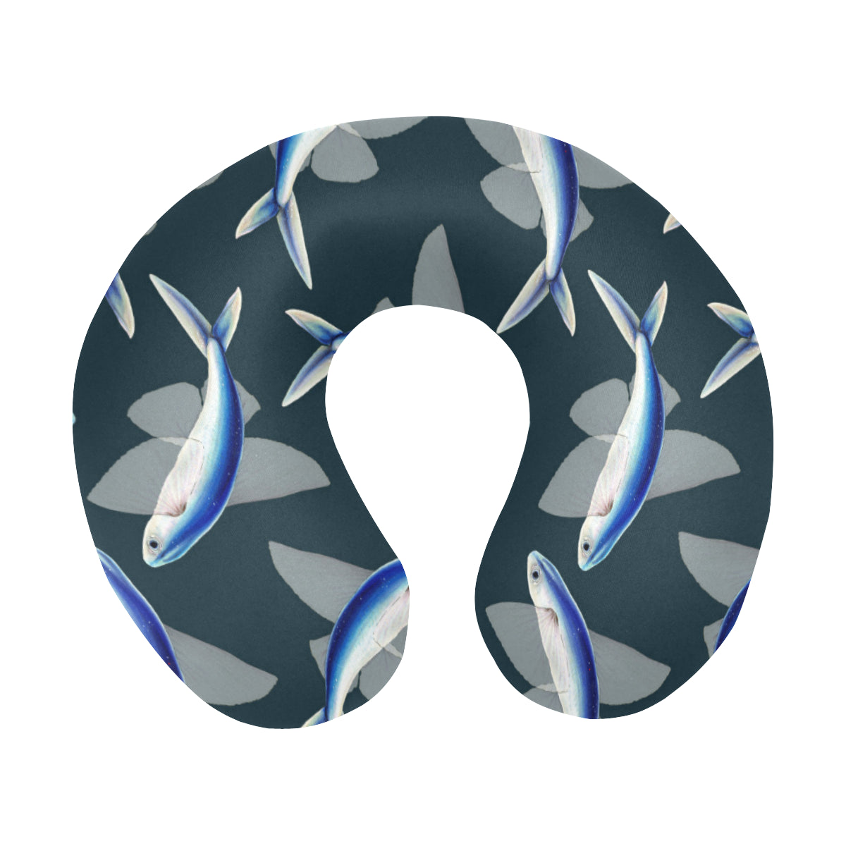 Flying Fish Pattern Print Design 04 U-Shaped Travel Neck Pillow