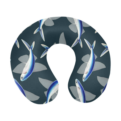 Flying Fish Pattern Print Design 04 U-Shaped Travel Neck Pillow
