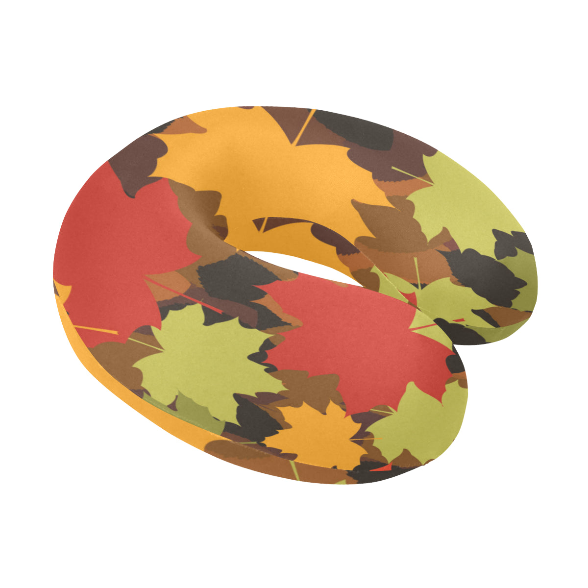 Maple Leaf Pattern Print Design 05 U-Shaped Travel Neck Pillow