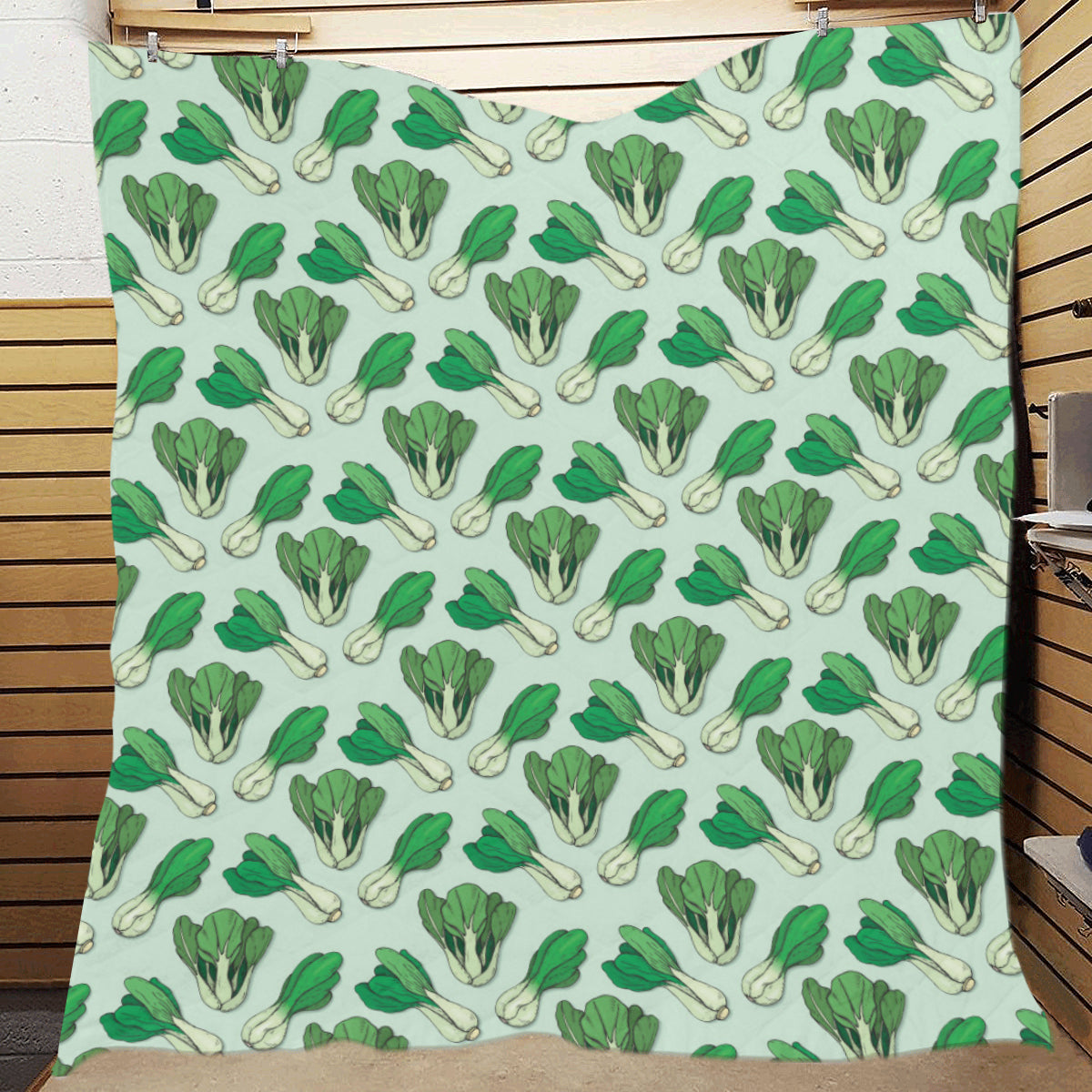 Bok Choy Pattern Print Design 01 Premium Quilt