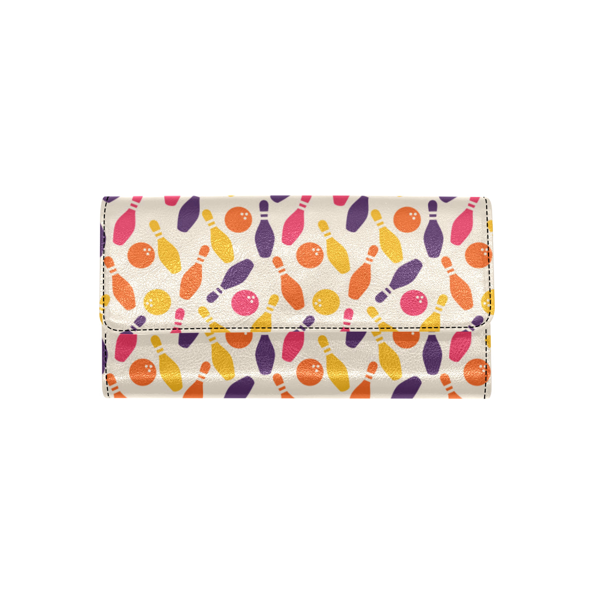 Bowling Pattern Print Design 06 Women's Trifold Wallet