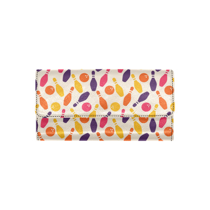 Bowling Pattern Print Design 06 Women's Trifold Wallet