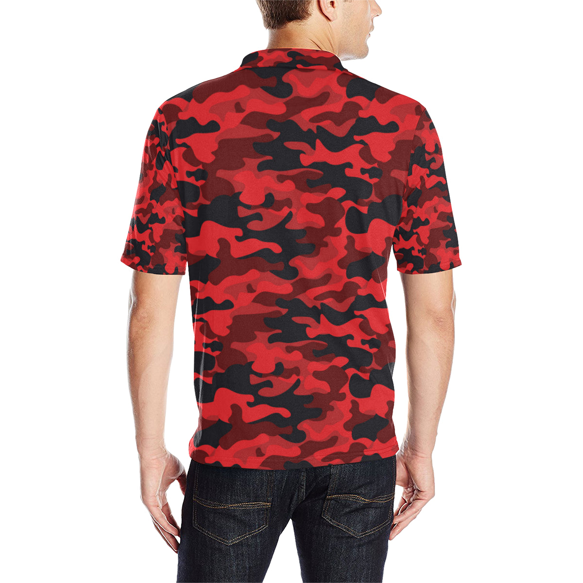 Camo Red Pattern Print Design 03 Men Polo Shirt