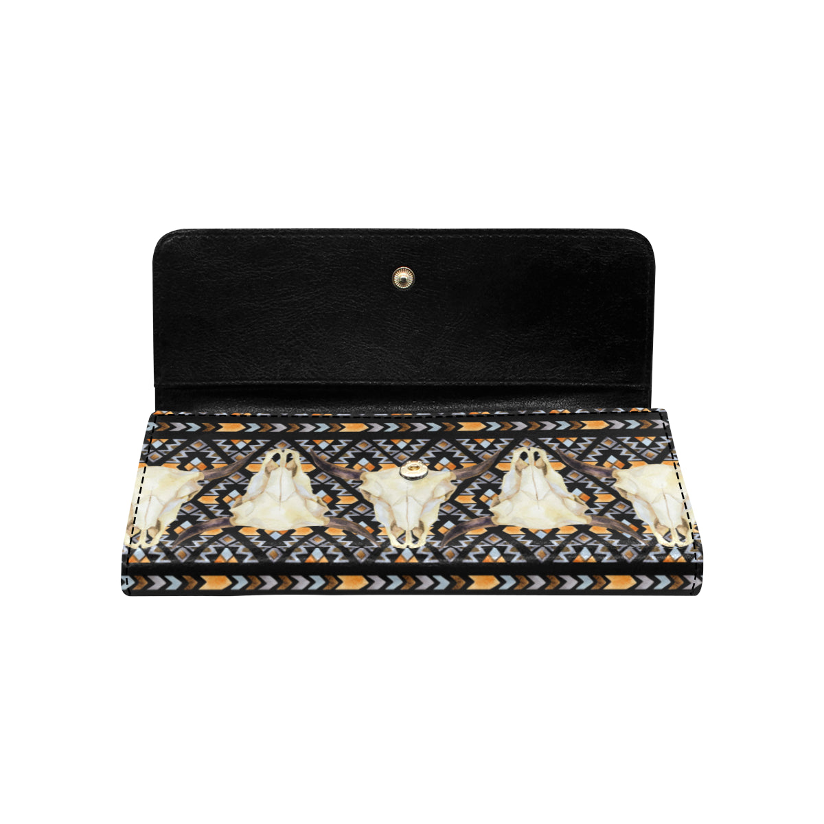 Buffalo Head Pattern Print Design 03 Women's Trifold Wallet