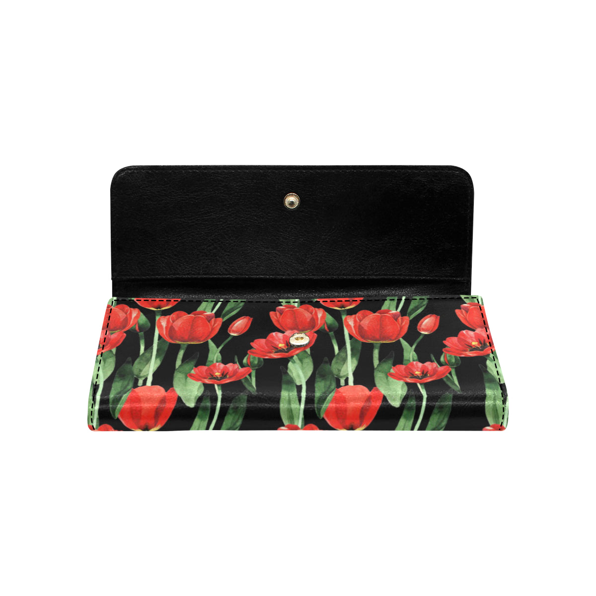 Tulip Red Pattern Print Design TP03 Women's Trifold Wallet