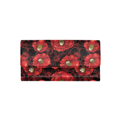 Camellia Pattern Print Design CM06 Women's Trifold Wallet